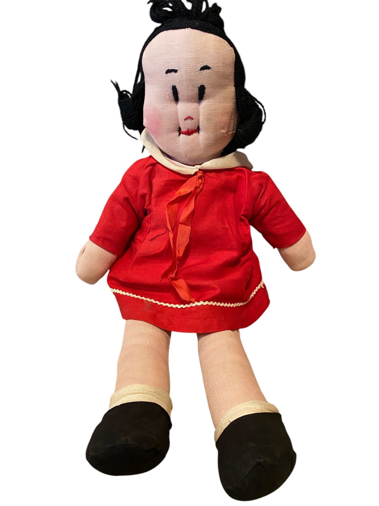 Vintage Antique Little Lulu Doll Cloth Doll Red Dress