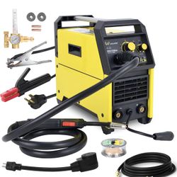 Weldpro 155 MIG Welder + YESWELDER Auto-Darkening Helmet – Full Kit (MIG/Flux/Stick, 110/220V) with accessories (Gloves, Apron, Brush, Ect)