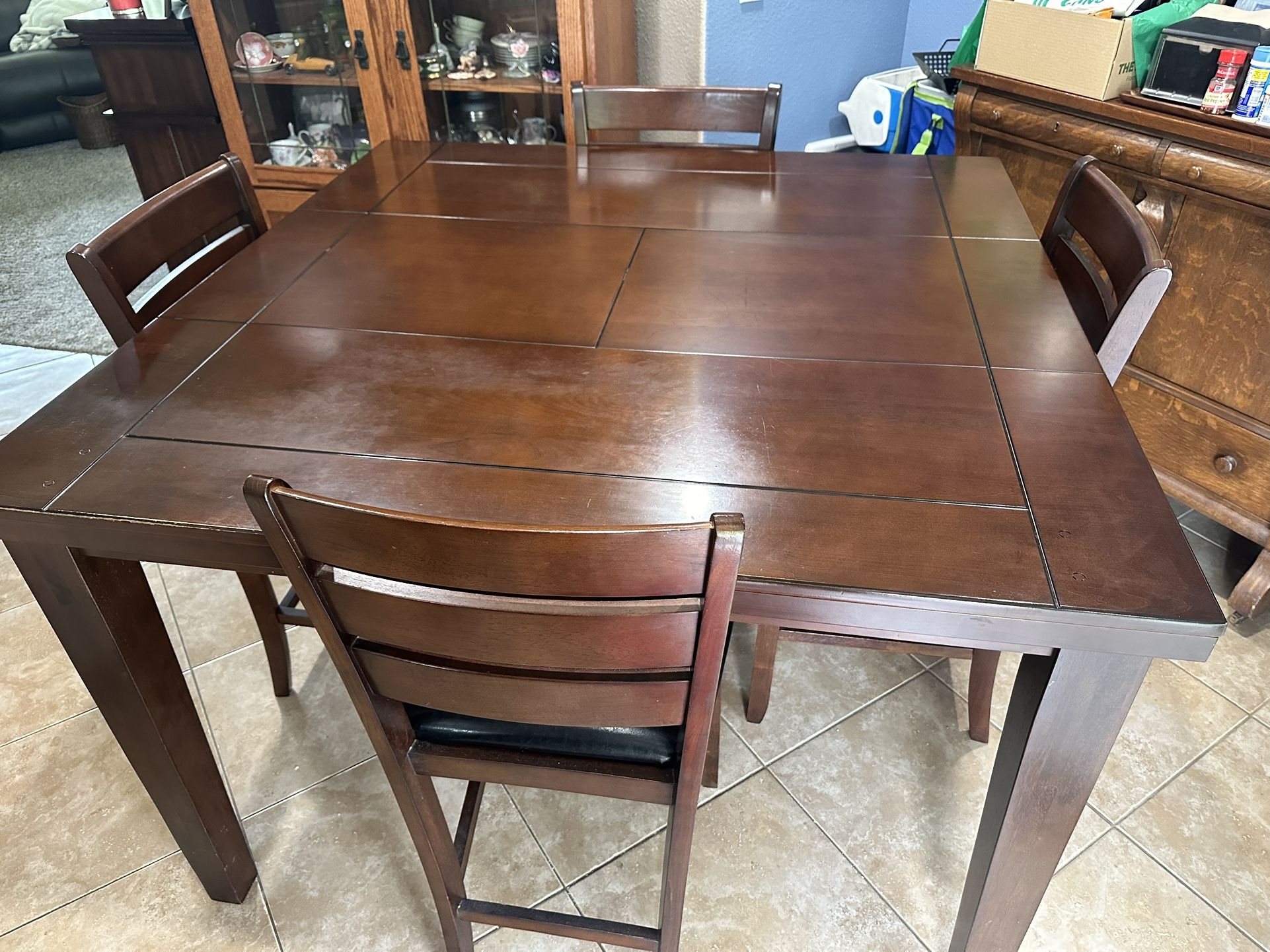Dark 36”high Fold Out table Table 36”x 54” & 4 Chairs