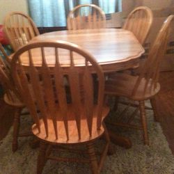 Oak Dining Table with Chairs 
