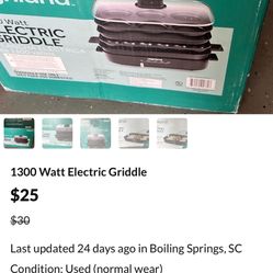 1300 Watt Electric Griddle 