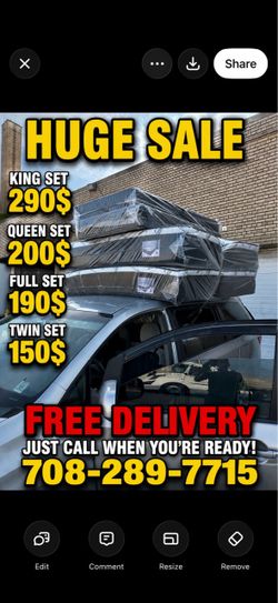 Huge sale for Mattress And Box Twin size #mattress and box 150.$ full 190$ Queen 200$ king 290$. free delivery free set up 708….289…7715… cash or Zell