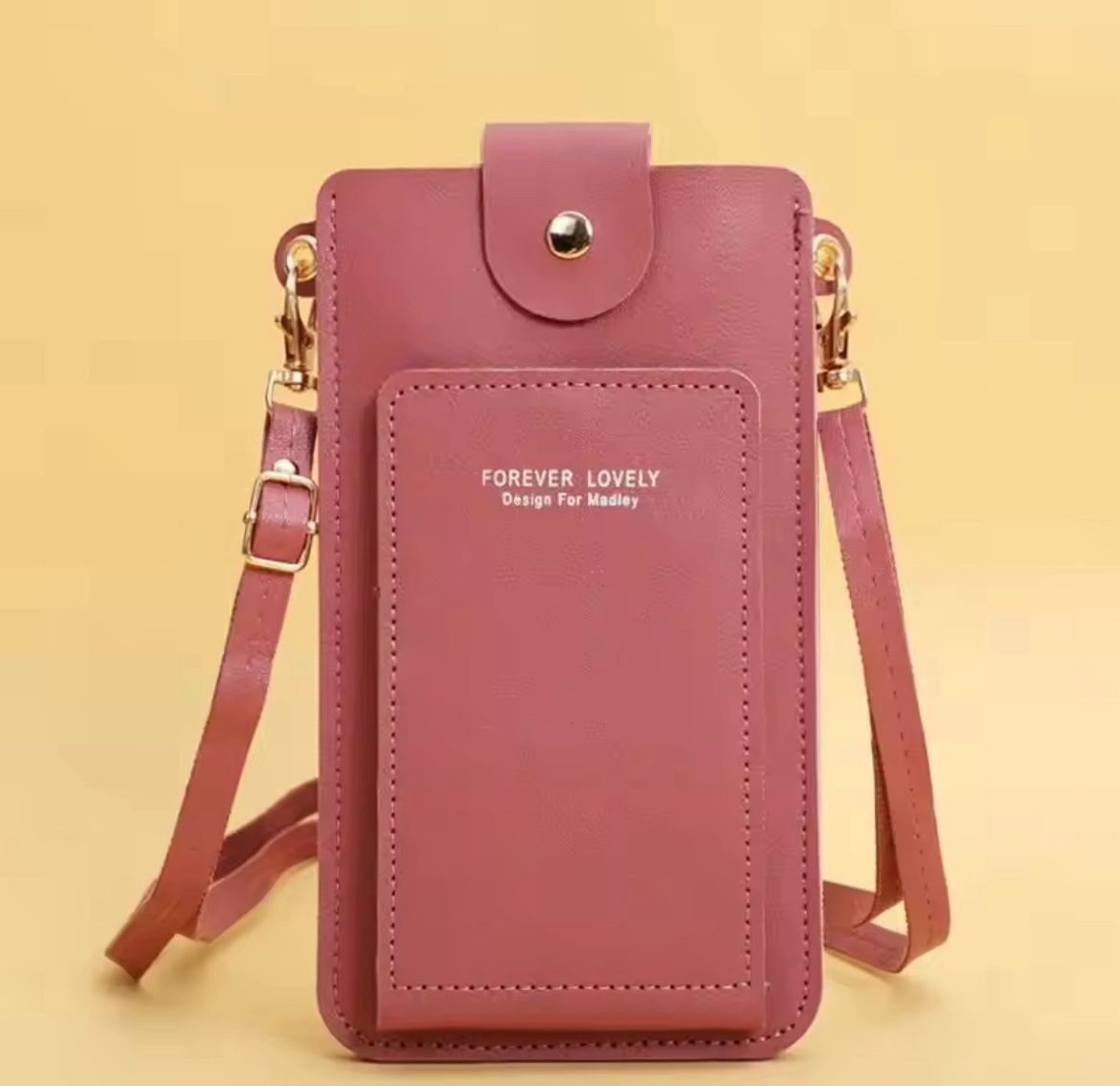 Forever Lovely Cross Body Touch Screen Mobile Phone Bag Removable Strap in Rose