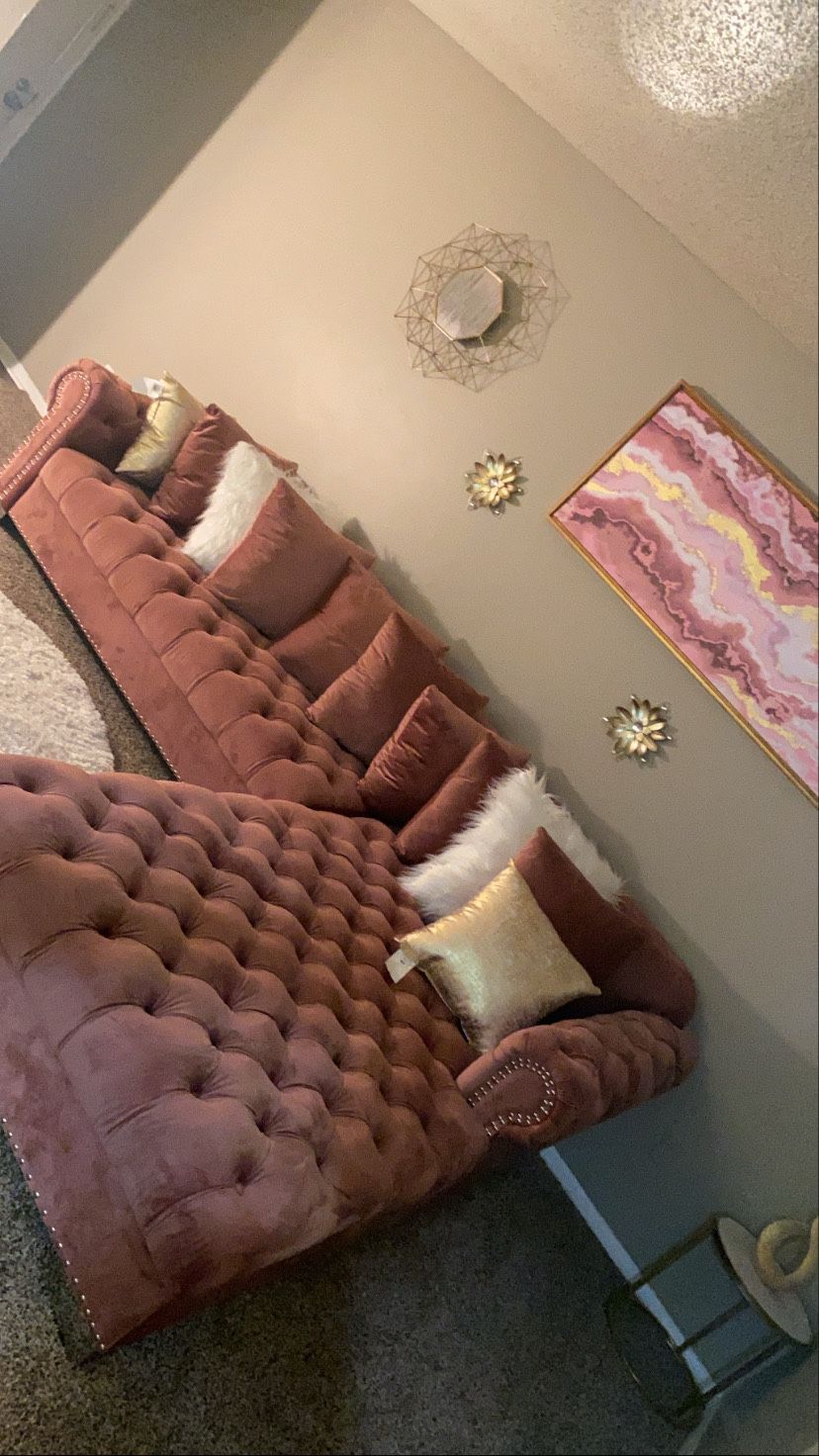 Luxury Pink Velvet Sectional