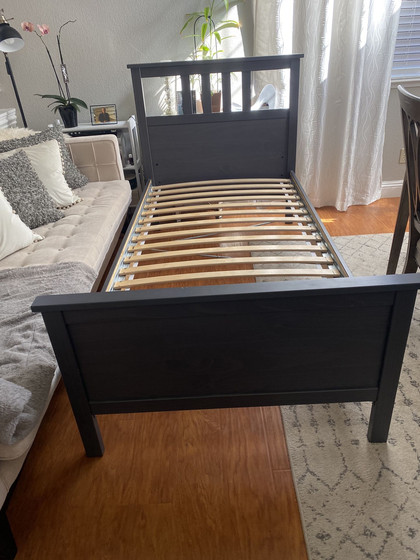Wooden Twin Size Bed, $180 Dark Gray