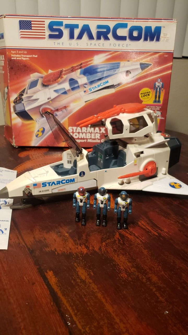 Starcom Starmax Bomber Transport Missile Cruiser Coleco 1986 vehicle w/box figures and instructions, inserts