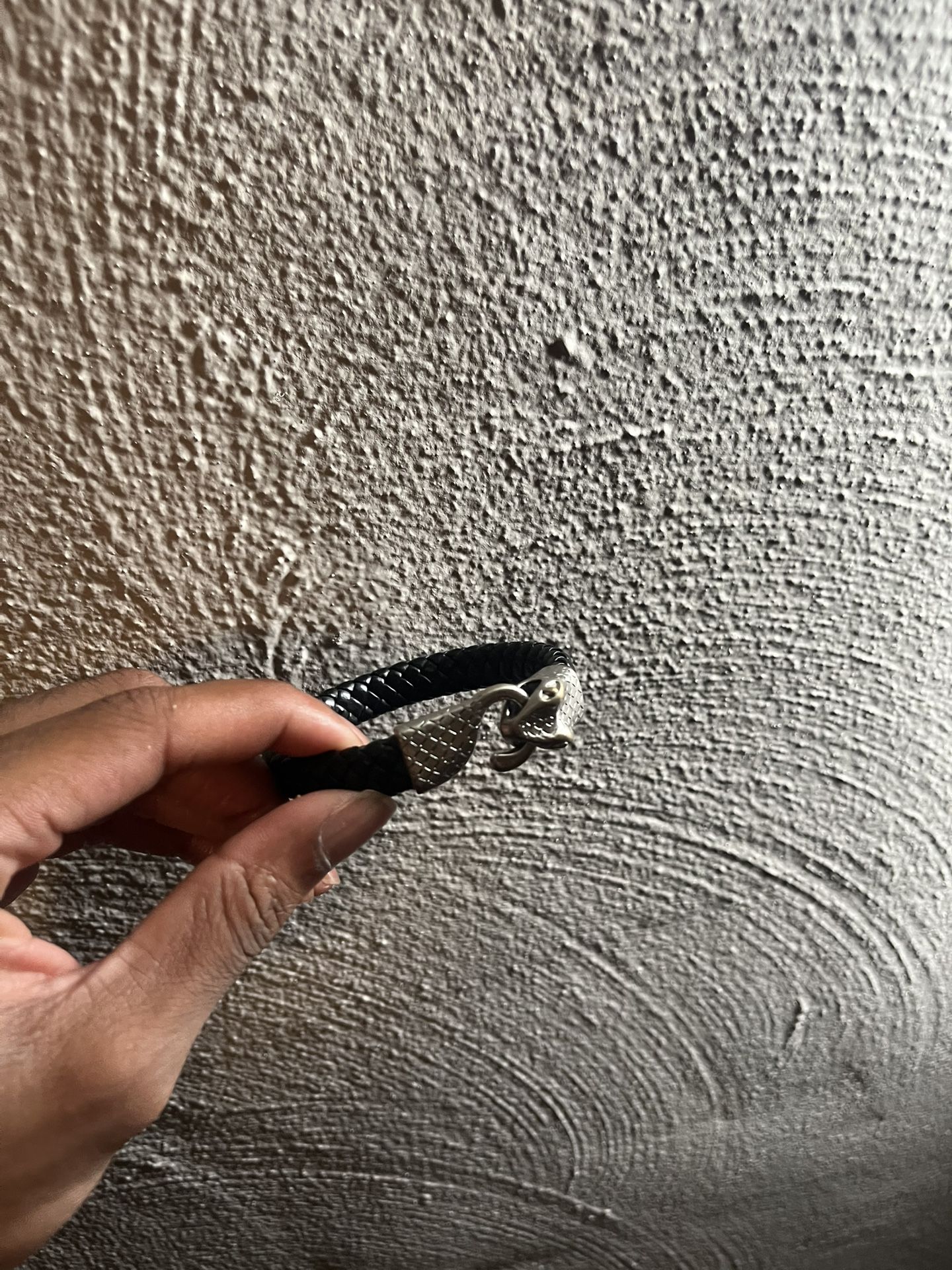 Black Python Grip Bracelet – Silver Snake Clasp