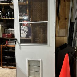 screen door with dog entrance 