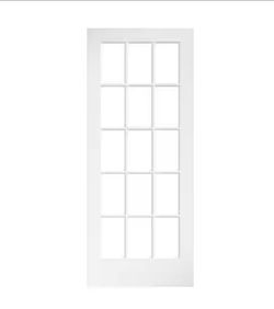 eightdoors 36 in. x 80 in. Clear Glass 15-Lite True Divided White Finished Solid French Interior Doo