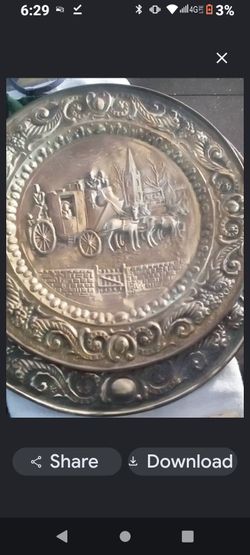Vintage Brass Embossed Decorative Wall Plate