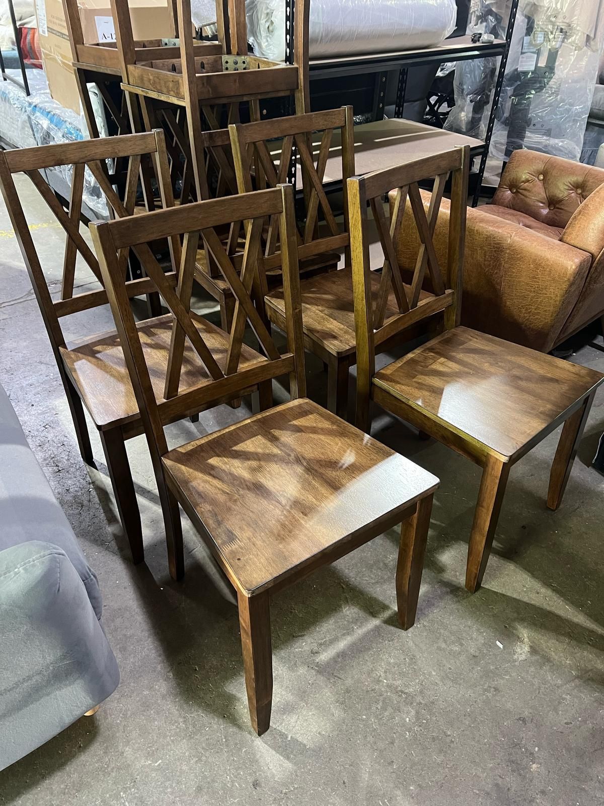 New New Dining Room Chairs Set of 4,Farmhouse Dining Side Chairs with Cross Back Wooden Kitchen Chairs for Home Kitchen, Dining Room Walnut.