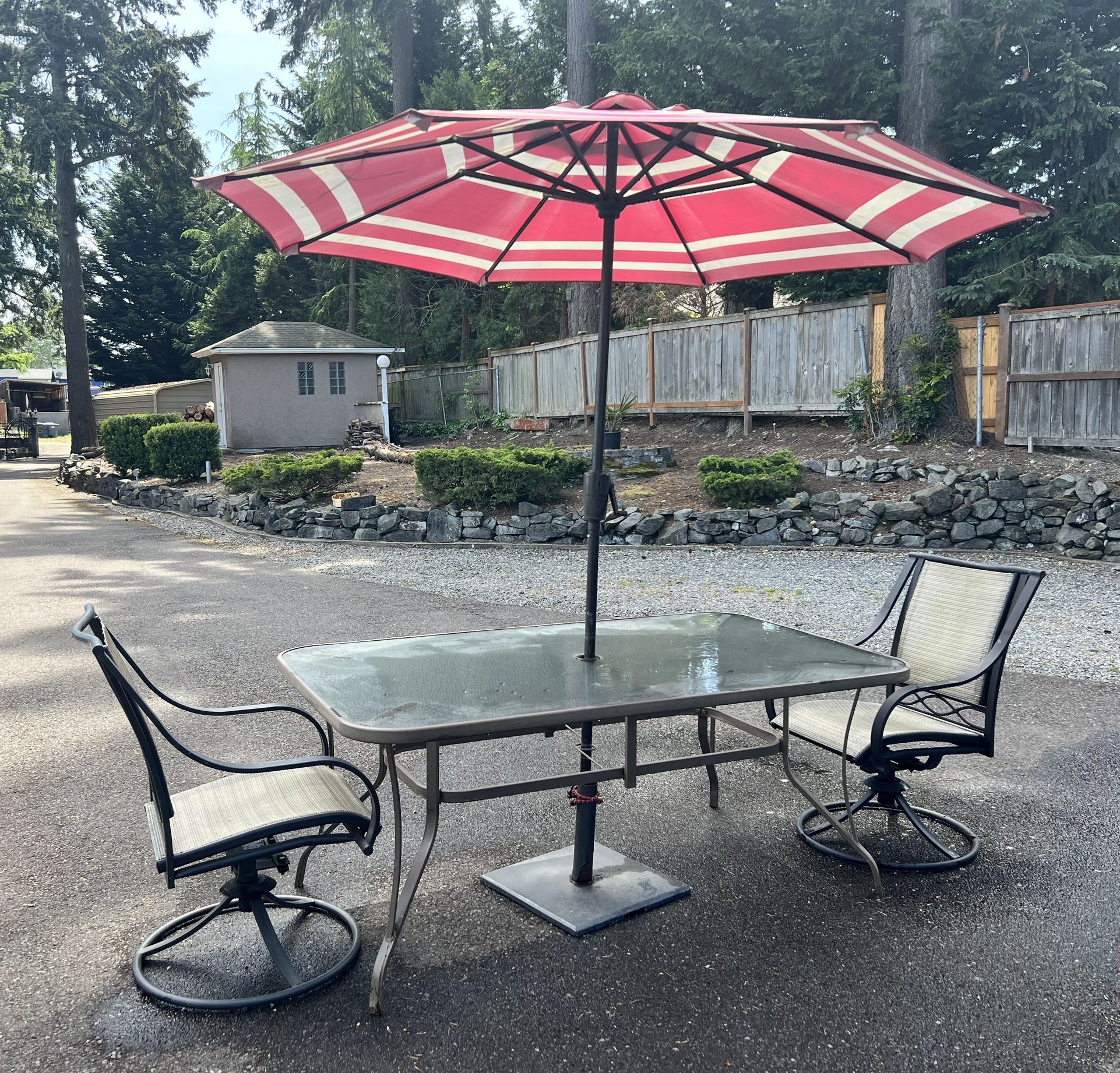 5 Piece Outdoor Glass Table