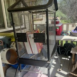 Powder Coated Wrought iron Bird Cage With Accessories 