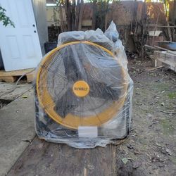 DEWALT Drum Fan High-Velocity Industrial, Drum, Floor, Barn, Warehouse Fan, Heavy Duty Air Mover with Adjustable Tilt & Large Wheel, 24", Yellow DXF24