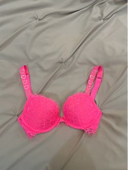 victoria's secret very sexy push-up shine strap bra size 32B with rhinestone heart-embellished straps