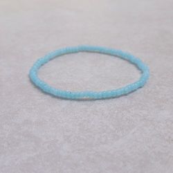 Light Blue Seed Bead Stretch Bracelet