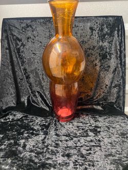 Vintage  Blenko Amber to Red Ombre Glass Vase