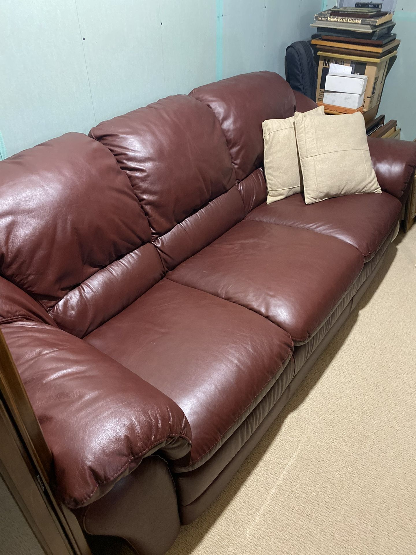 Maroon Leather Couch