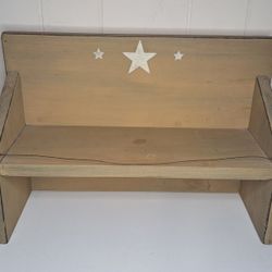Small Wooden Bench Rack Shelf Wood Decor Desktop 
