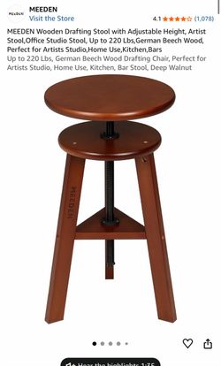 MEEDEN Hard Wooden Drafting Stool, adjustable height.