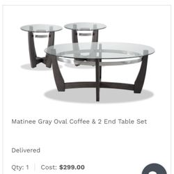 Coffee Table + 2 End Tables Set (Glass Top, Modern) – Great Condition
