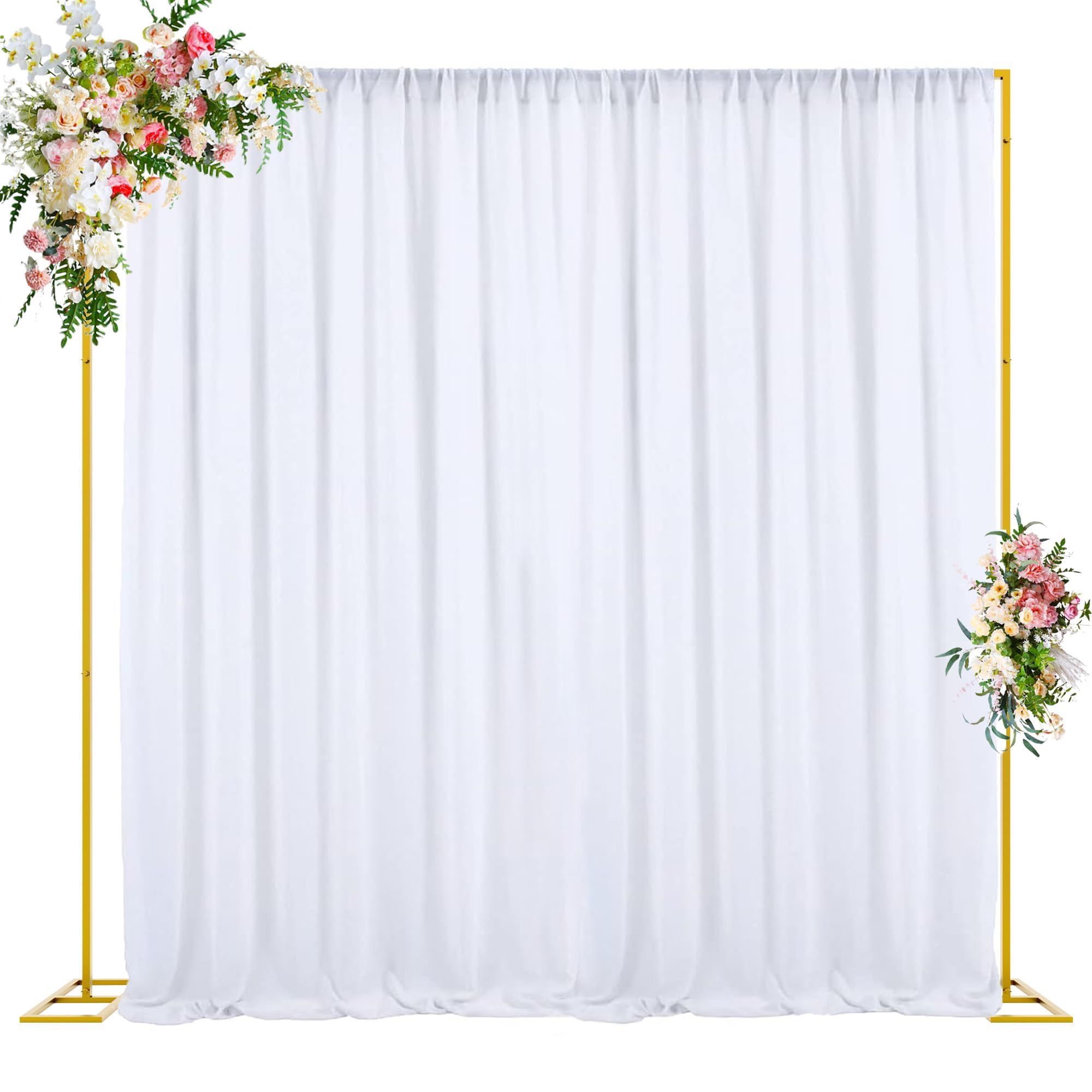Wokceer 10x10 FT Backdrop Stand Heavy Duty Pipe And Drape Kit, Adjustable Gold Backdrop Stand For Wedding Birthday Party Photography Photo Booth Backg