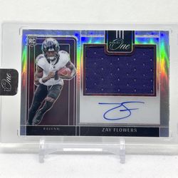 ZAY FLOWERS ROOKIE PATCH AUTO /99 2023 Panini One #322 SEALED RC