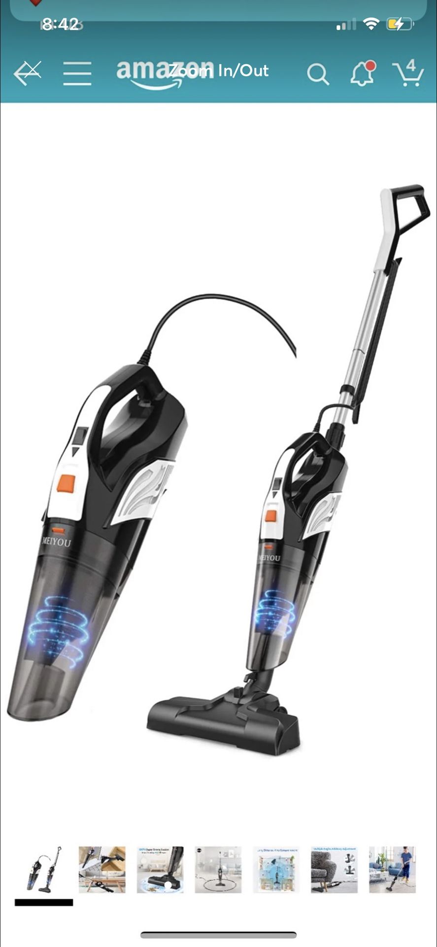 Vacuum Cleaner Corded 18KPa Powerful Suction Stick Vacuum 2 in 1 Handheld Vacuum with Stainless Steel Filter Suit for Home&Office Used for 2 times