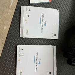 Art 3d peel and stick tiles in white color plus trim in white