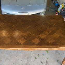 Antique 1/4 Sawn Tiger Oak Dining Table W/ 2 Leaves 