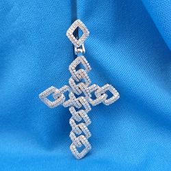 Moissanite 1.89 ctw Link Cross Pendant