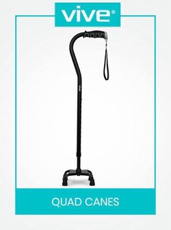 Adjustable Quad Cane for Right or Left Hand Use, Small Base,