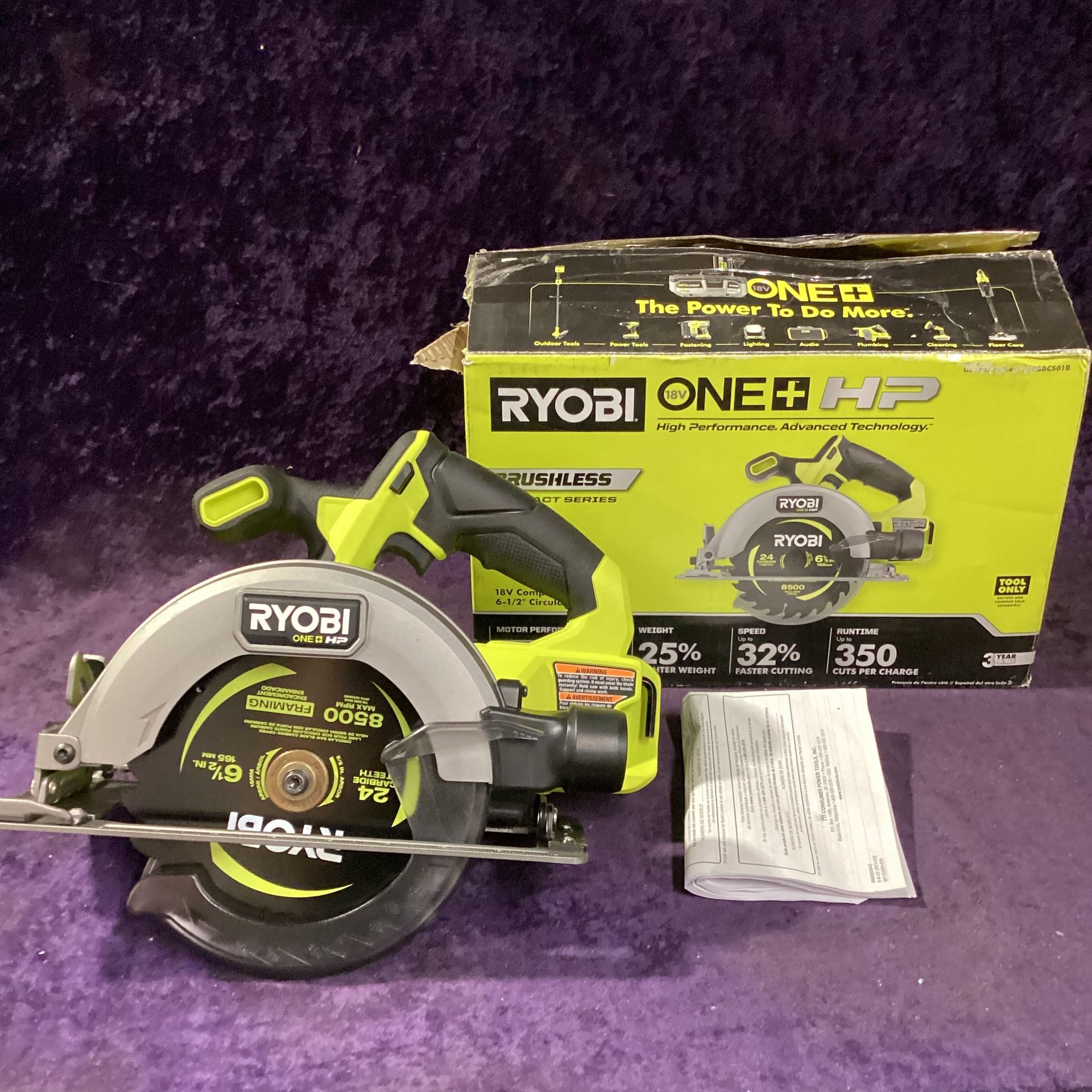 🛠🧰RYOBI ONE+ HP 18V Brushless Cordless Compact 6-1/2” Circular Saw-NEW!(Tool Only)-$75!🧰🛠
