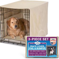 EUC 42” Black Dog Crate Plus Cover, Bed Pad and Bumper