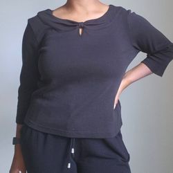 Black Boat Neck Top