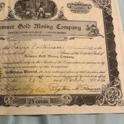 Alaska Gold Mine Shares Certificate From 1935