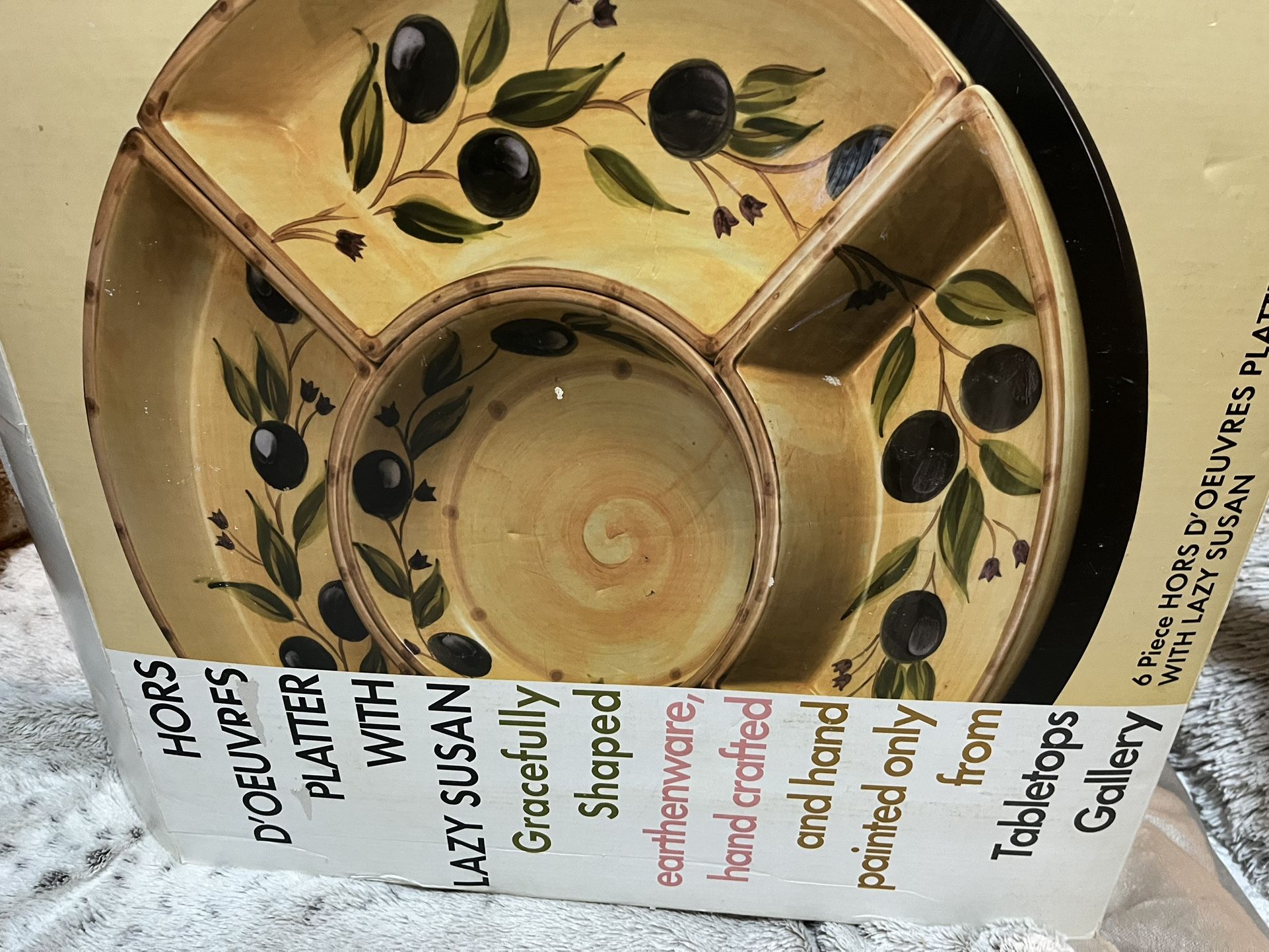HOR DOEURES Housewares GIANT 17 ceramic Lazy Susan charcuterie wedding restaurant