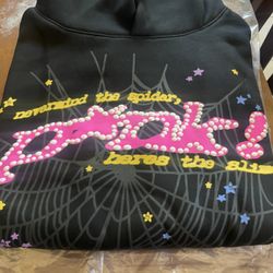 spider hoodie pink