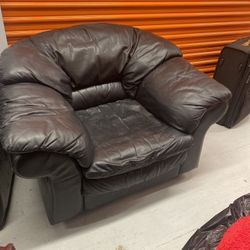 Black Pleather Oversized Arm Chair