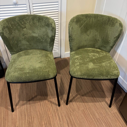 Green Dining Room Chairs Set of 2, Kitchen Chairs with Black Legs