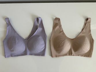 Set of Airism Wireless Bralette Seamless Padded Bras Lavender and Beige Size L