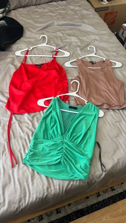 Green, Red and mauve colored crop tops