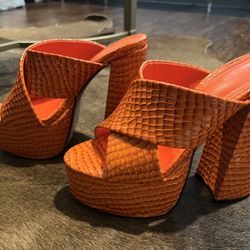 Prettylittlething Orange Platform High Heels