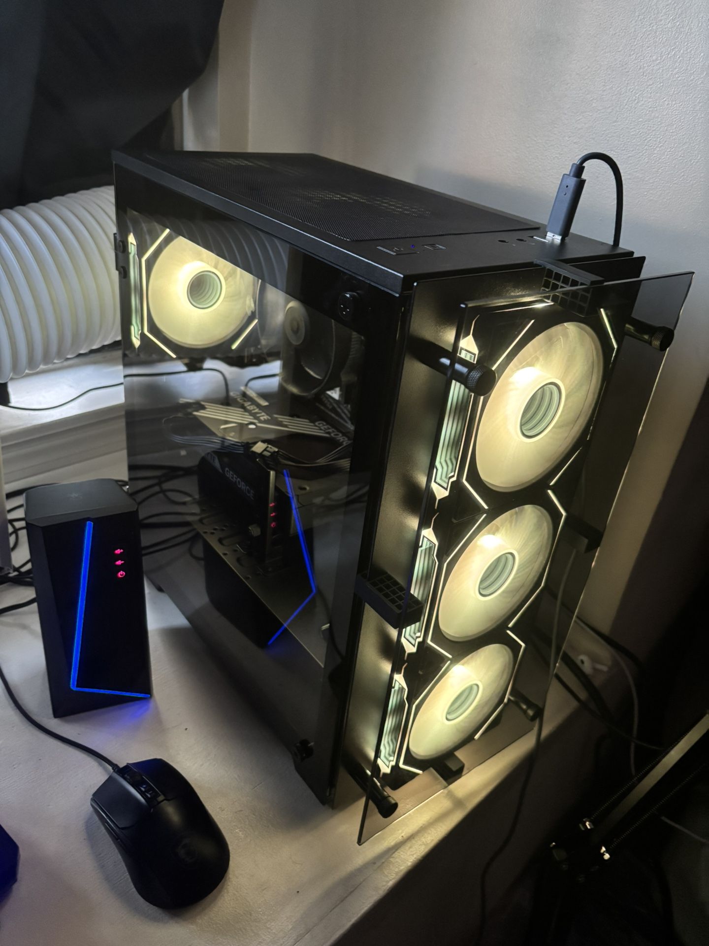 Stratos Micro Gaming Desktop PC - NVD GeForce RTX 5060 TI 16GB, AMD Ryzen 7 5700X, 32GB DDR4 RAM, 2TB NVMe SSD, WiFi, Windows 11 Pro