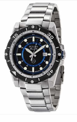 Bulova Marine Star 44mm Black Dial Men's Japanese Quartz (Battery-Powered) Watch