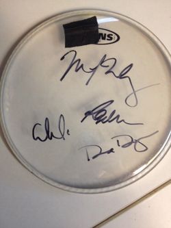Disturbed band Autographed Concert Used Drum Head w/COA!!