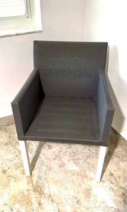 Modern Gray Fabric Armchair with White Legs