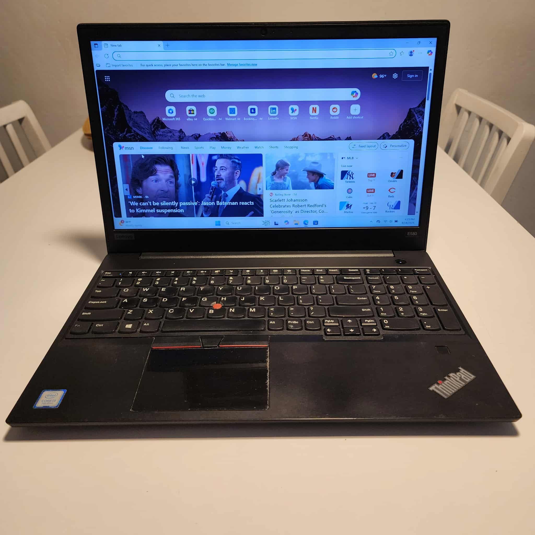 THINKPAD LENOVO E580 laptop 15.6-inch INTEL CORE I3-7020U 2.30GHZ 8GB RAM - 240GB SSD Windows 11 pro. Microsoft office installed. Nothing wrong. *