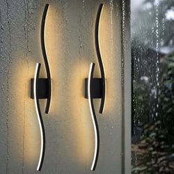 Outdoor Wall Lights 2 Pack, 39.3in Modern Black LED Sconces 3CCT, Ip65 Waterproof, Built-In LED