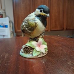 Vintage porcelain Chickadee bird figurine by Andrea by Sadek, model 6350